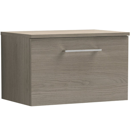 Nuie Arno 600mm Wall Hung 1 Drawer Countertop Vanity Unit Solace Oak ARN2522W
