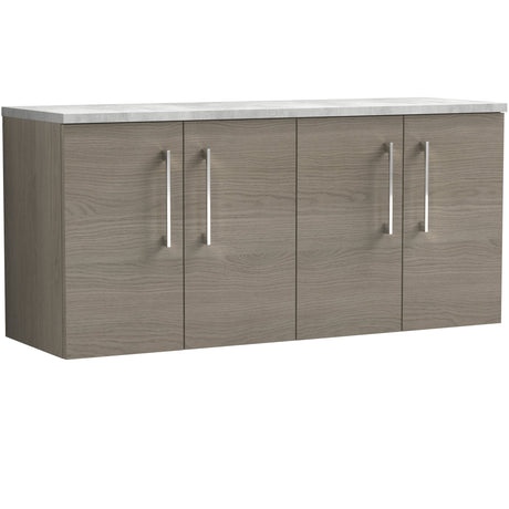 Nuie Arno 1200mm Wall Hung 4 Door Countertop Vanity Unit Solace Oak ARN2523LBG2