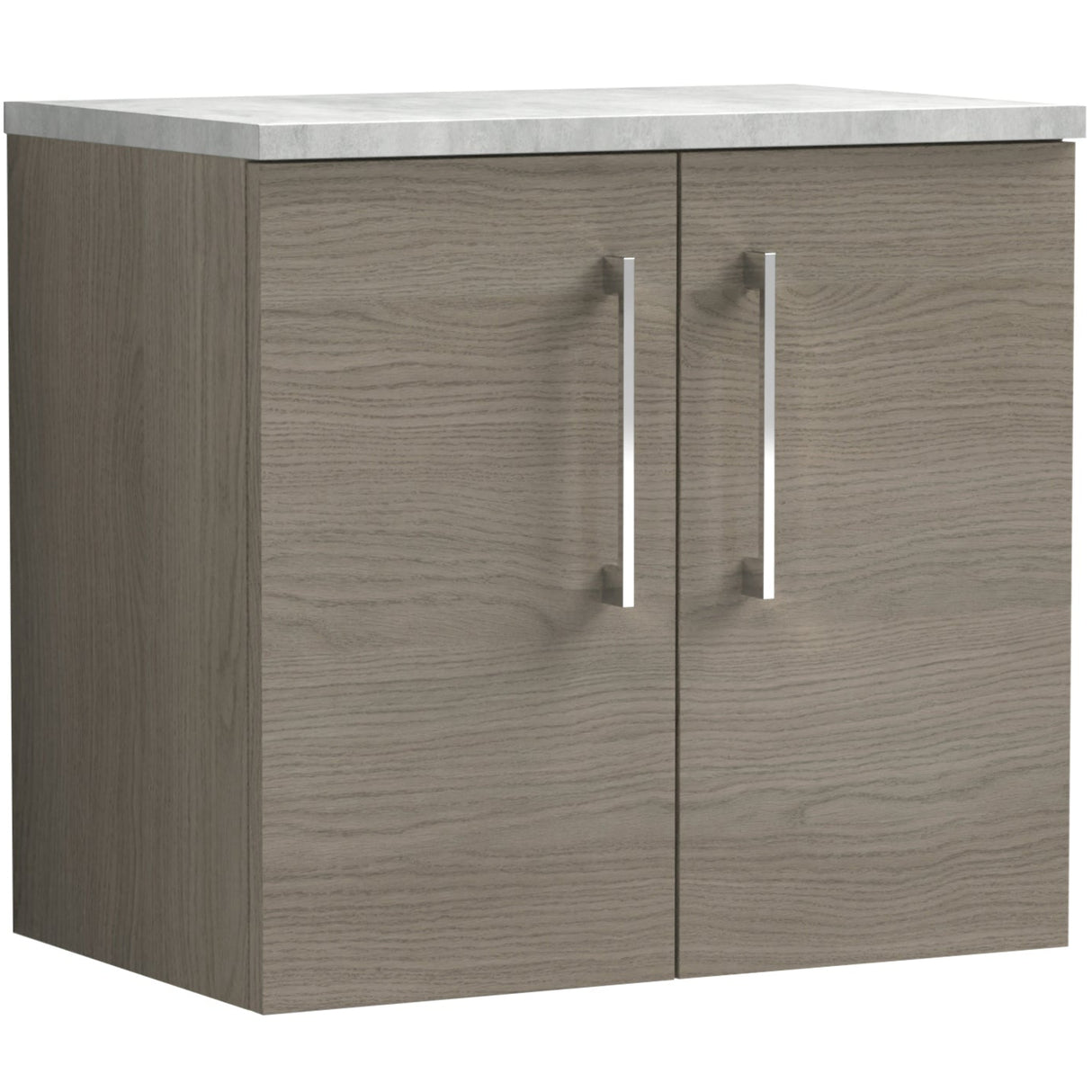 Nuie Arno 600mm Wall Hung 2 Door Countertop Vanity Unit Solace Oak ARN2523LBG