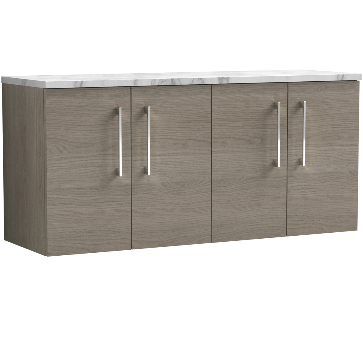 Nuie Arno 1200mm Wall Hung 4 Door Countertop Vanity Unit Solace Oak ARN2523LCM2