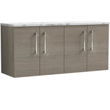 Nuie Arno 1200mm Wall Hung 4 Door Countertop Vanity Unit Solace Oak ARN2523LCM2