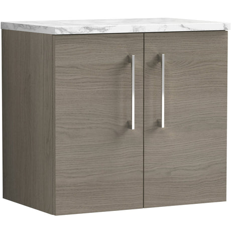 Nuie Arno 600mm Wall Hung 2 Door Countertop Vanity Unit Solace Oak ARN2523LCM