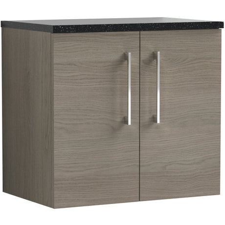 Nuie Arno 600mm Wall Hung 2 Door Countertop Vanity Unit Solace Oak ARN2523LSB