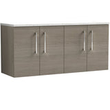 Nuie Arno 1200mm Wall Hung 4 Door Countertop Vanity Unit Solace Oak ARN2523LSW2