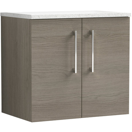 Nuie Arno 600mm Wall Hung 2 Door Countertop Vanity Unit Solace Oak ARN2523LSW