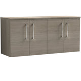 Nuie Arno 1200mm Wall Hung 4 Door Countertop Vanity Unit Solace Oak ARN2523W2