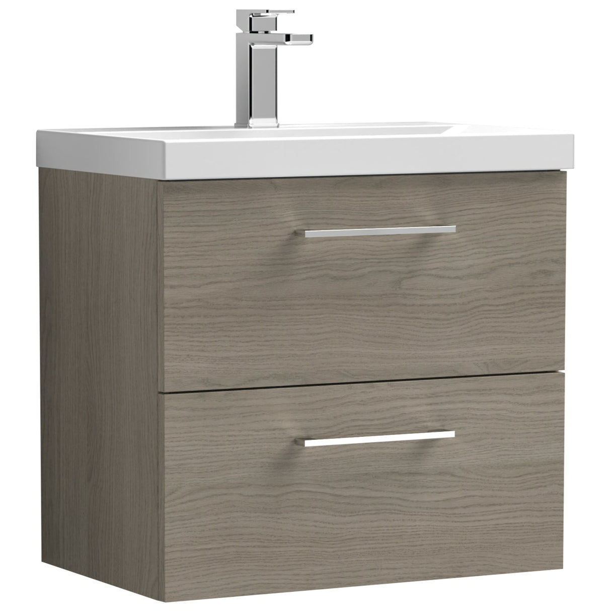 Nuie Arno 600mm Wall Hung 2 Drawer Vanity Unit & Basin Solace Oak ARN2524D