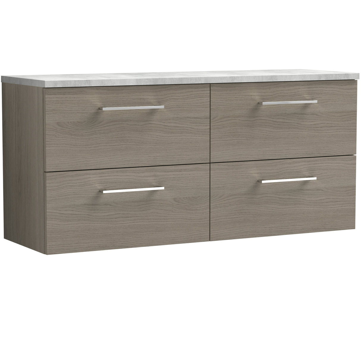 Nuie Arno 1200mm Wall Hung 4 Drawer Countertop Vanity Unit Solace Oak ARN2524LBG2