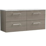 Nuie Arno 1200mm Wall Hung 4 Drawer Countertop Vanity Unit Solace Oak ARN2524LBG2
