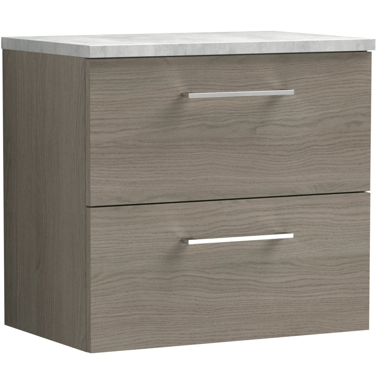 Nuie Arno 600mm Wall Hung 2 Drawer Countertop Vanity Unit Solace Oak ARN2524LBG