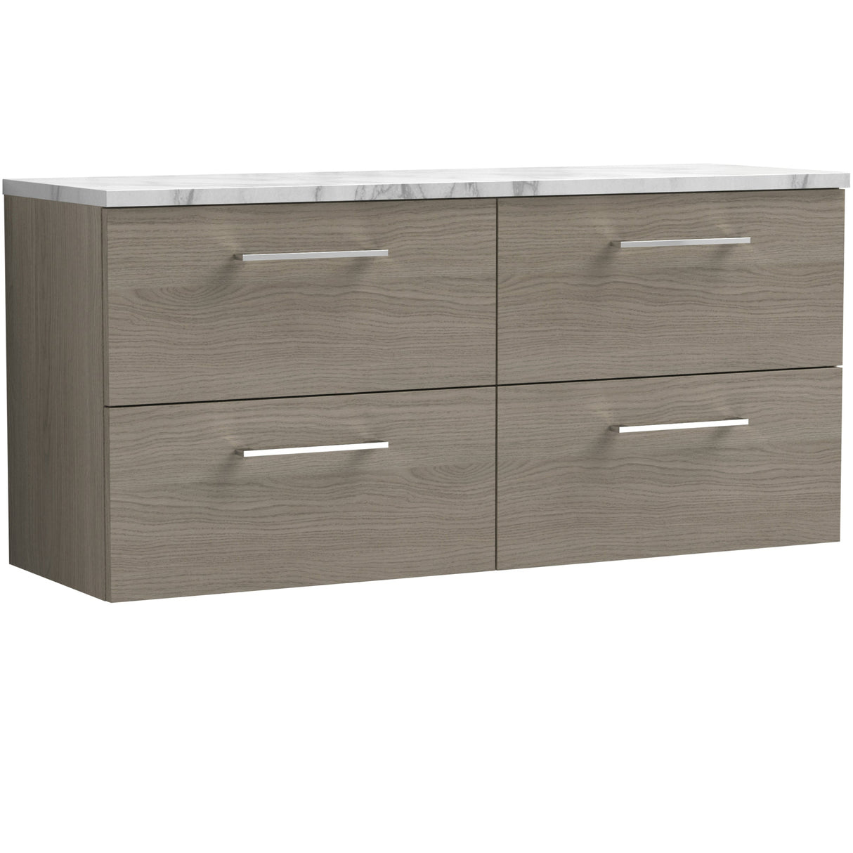 Nuie Arno 1200mm Wall Hung 4 Drawer Countertop Vanity Unit Solace Oak ARN2524LCM2