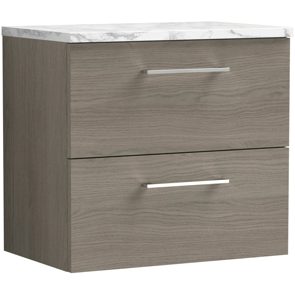 Nuie Arno 600mm Wall Hung 2 Drawer Countertop Vanity Unit Solace Oak ARN2524LCM