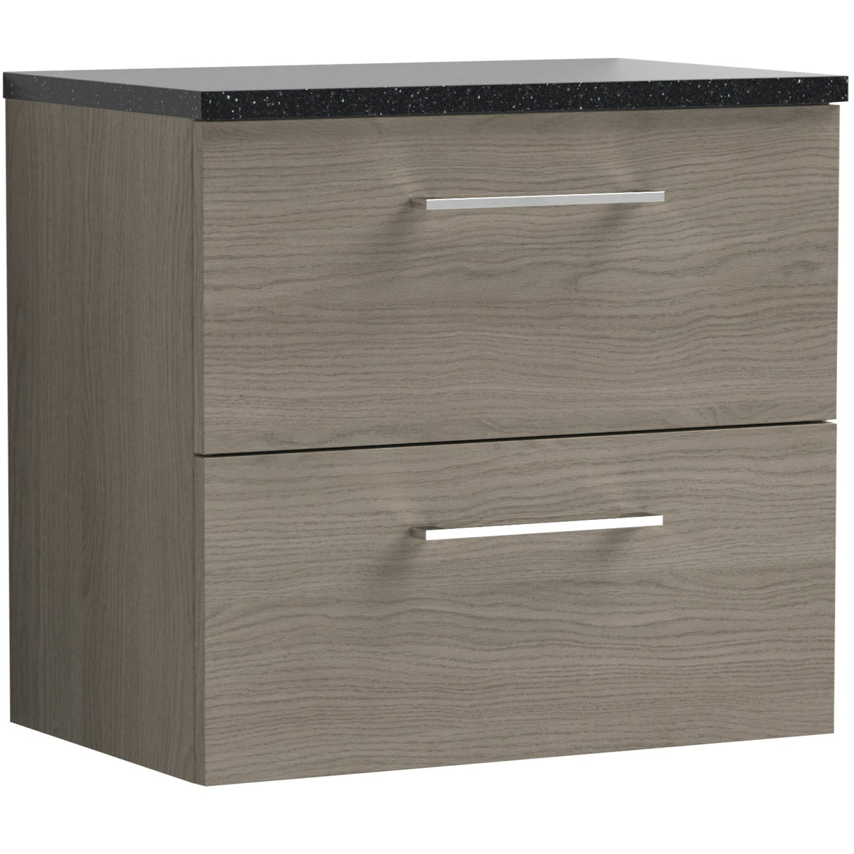 Nuie Arno 600mm Wall Hung 2 Drawer Countertop Vanity Unit Solace Oak ARN2524LSB