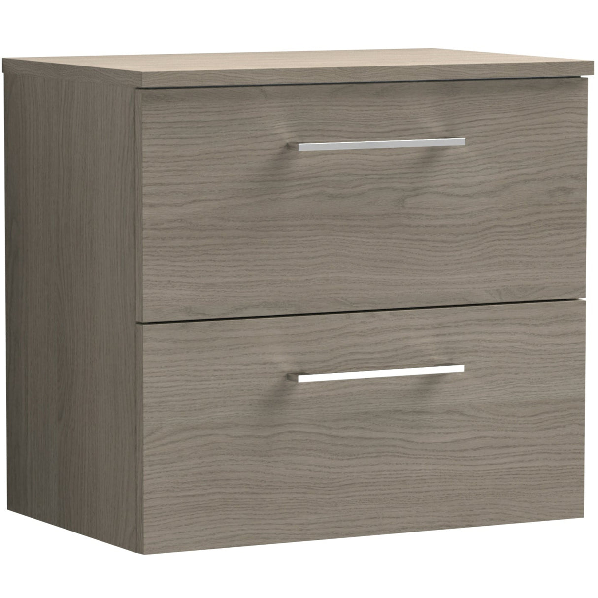 Nuie Arno 600mm Wall Hung 2 Drawer Countertop Vanity Unit Solace Oak ARN2524W