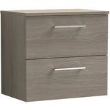 Nuie Arno 600mm Wall Hung 2 Drawer Countertop Vanity Unit Solace Oak ARN2524W