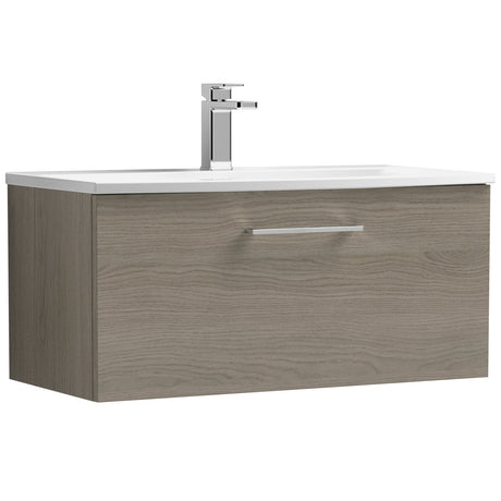 Nuie Arno 800mm Wall Hung 1 Drawer Vanity Unit & Basin Solace Oak ARN2525G