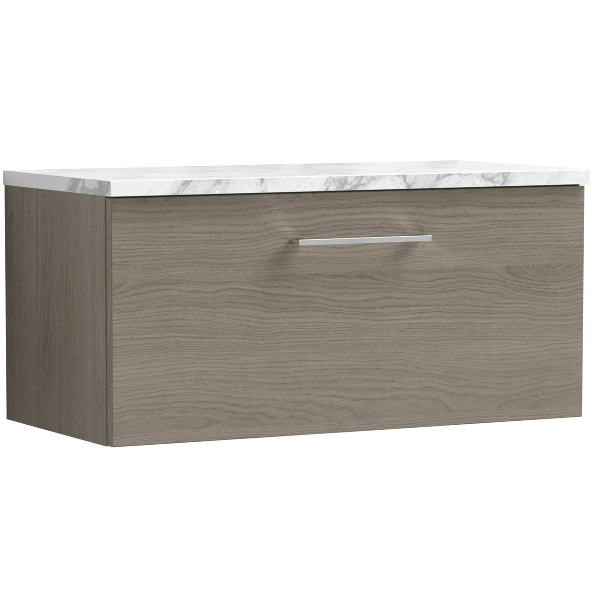 Nuie Arno 800mm Wall Hung 1 Drawer Countertop Vanity Unit Solace Oak ARN2525LCM