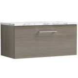 Nuie Arno 800mm Wall Hung 1 Drawer Countertop Vanity Unit Solace Oak ARN2525LCM