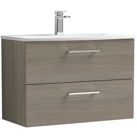 Nuie Arno 800mm Wall Hung 2 Drawer Vanity Unit & Basin Solace Oak ARN2526G