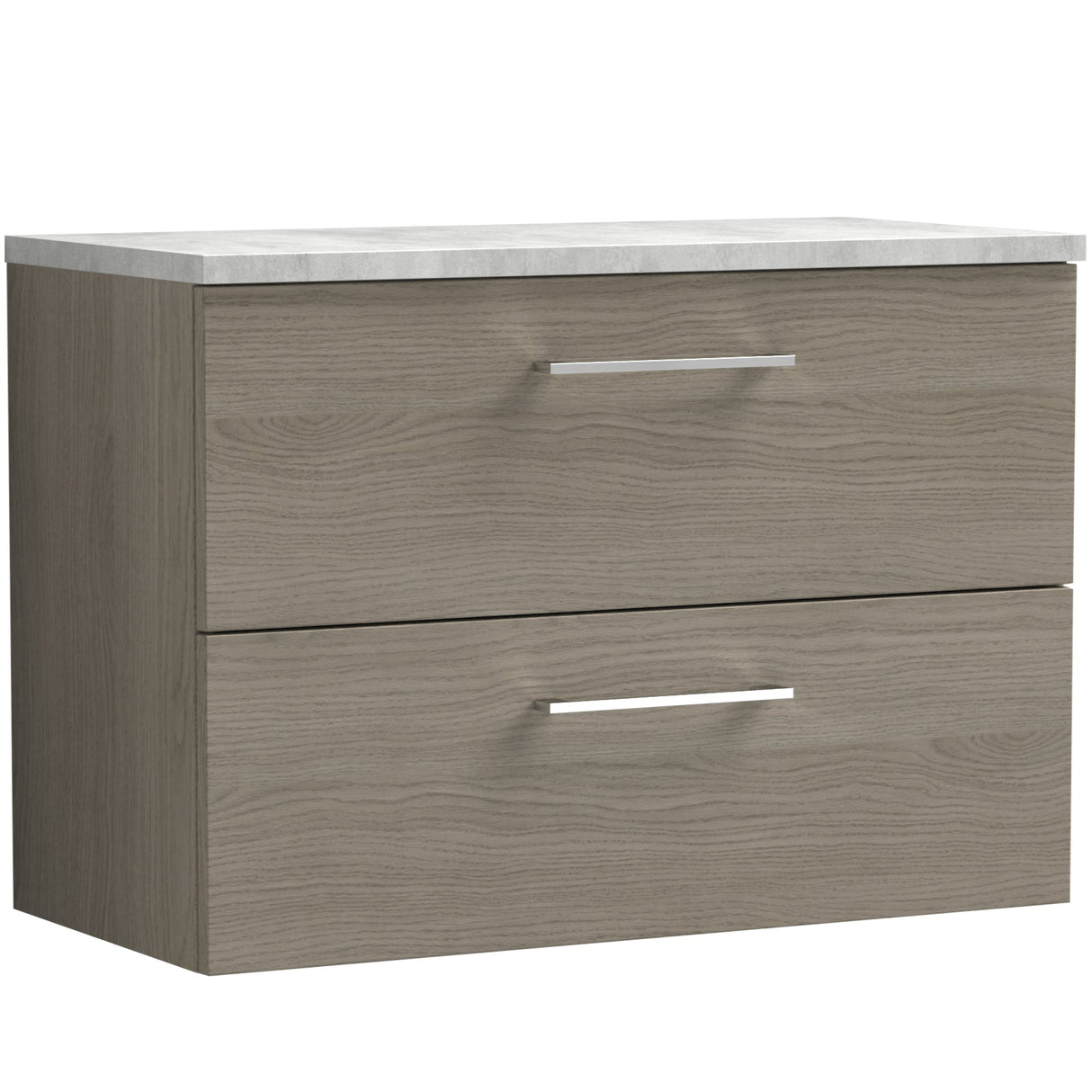 Nuie Arno 800mm Wall Hung 2 Drawer Countertop Vanity Unit Solace Oak ARN2526LBG