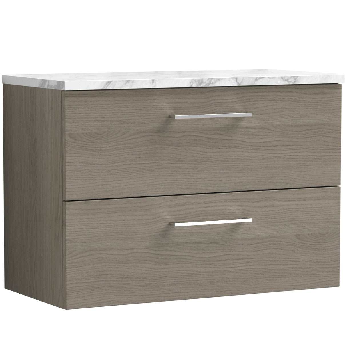 Nuie Arno 800mm Wall Hung 2 Drawer Countertop Vanity Unit Solace Oak ARN2526LCM