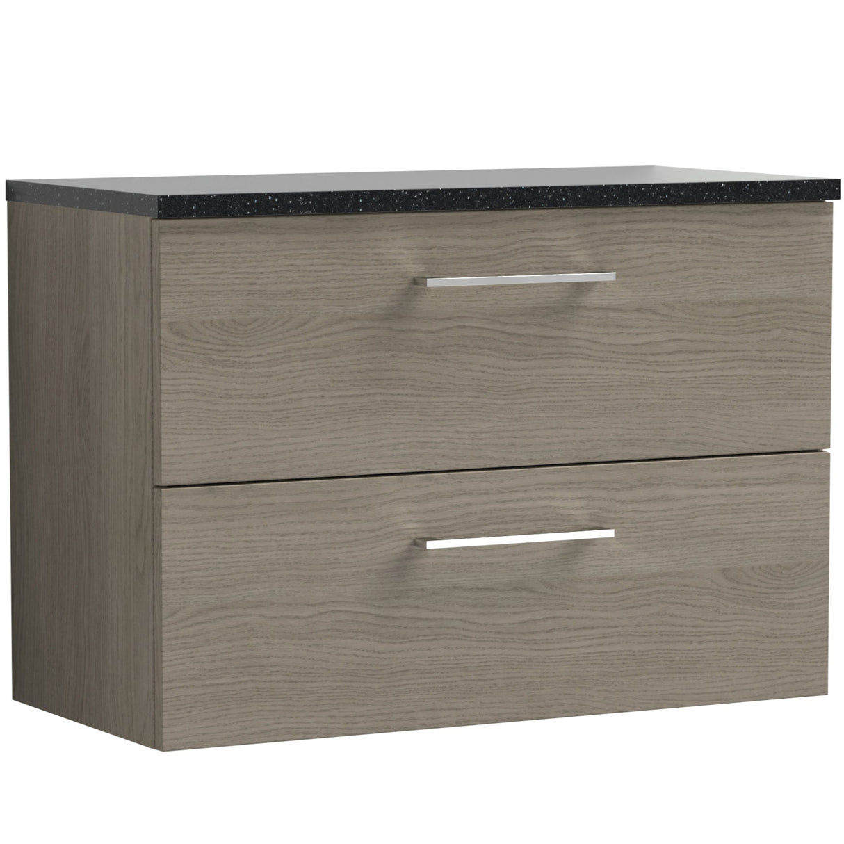 Nuie Arno 800mm Wall Hung 2 Drawer Countertop Vanity Unit Solace Oak ARN2526LSB
