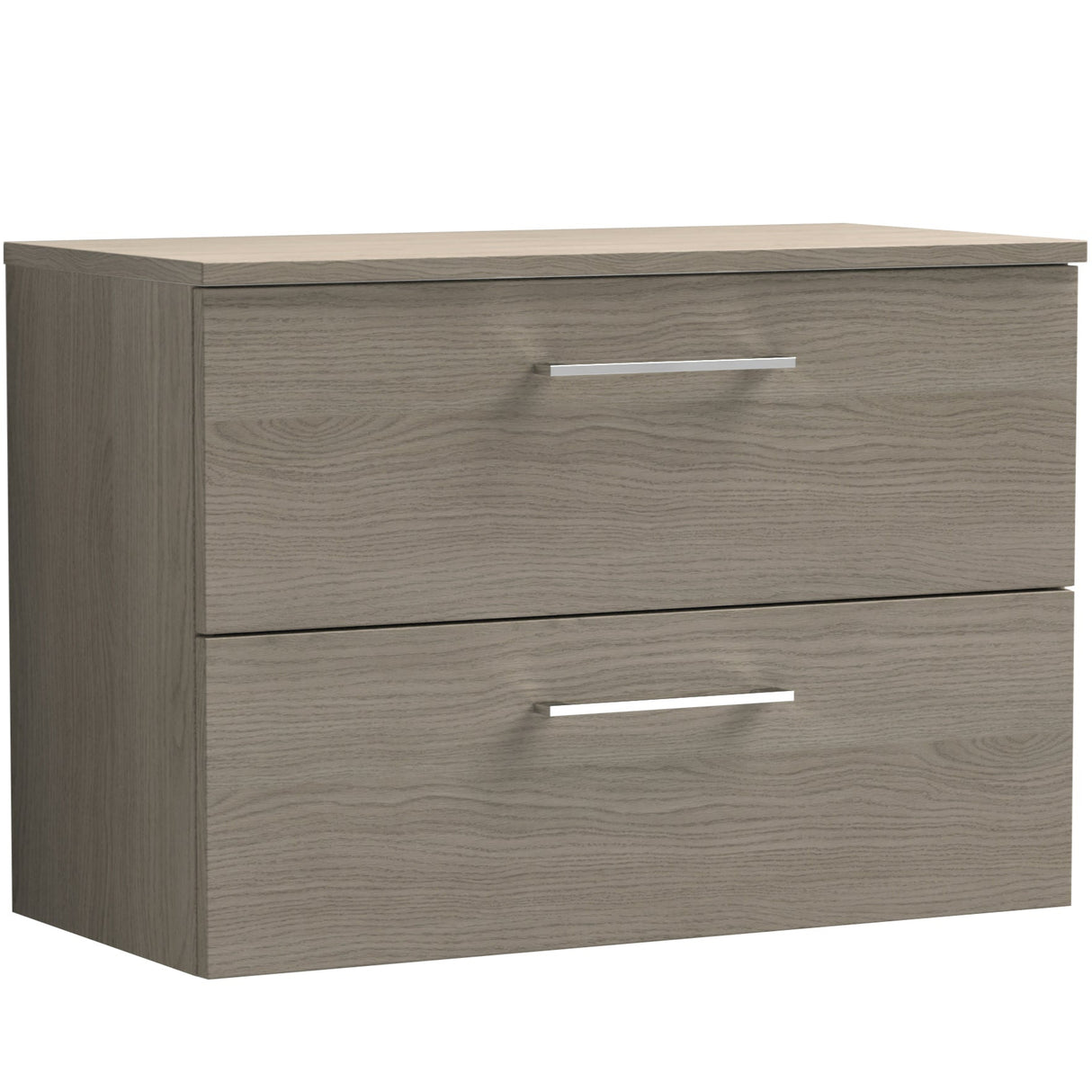 Nuie Arno 800mm Wall Hung 2 Drawer Countertop Vanity Unit Solace Oak ARN2526W