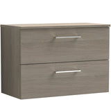 Nuie Arno 800mm Wall Hung 2 Drawer Countertop Vanity Unit Solace Oak ARN2526W