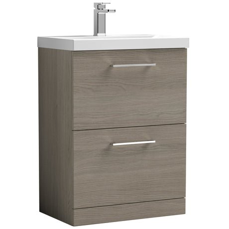 Nuie Arno 600mm Floor Standing 2 Drawer Vanity Unit & Basin Solace Oak ARN2533A