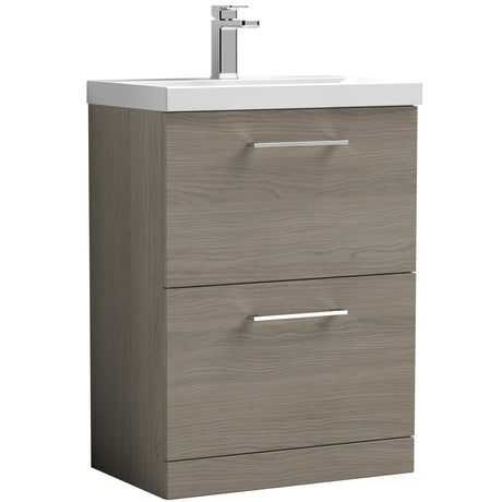 Nuie Arno 600mm Floor Standing 2 Drawer Vanity Unit & Basin Solace Oak ARN2533D