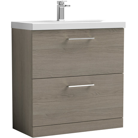 Nuie Arno 800mm Floor Standing 2 Drawer Vanity Unit & Basin Solace Oak ARN2535A