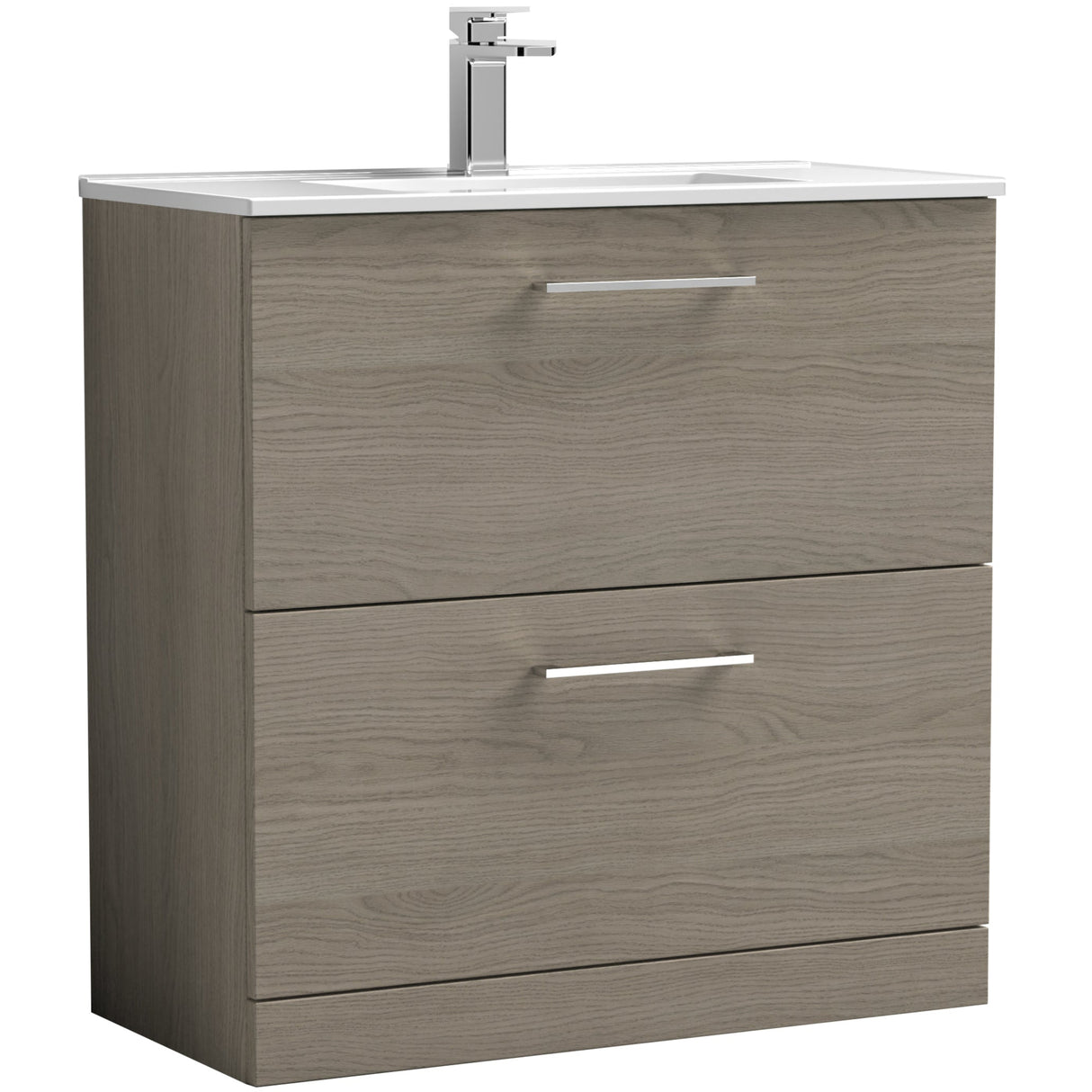 Nuie Arno 800mm Floor Standing 2 Drawer Vanity Unit & Basin Solace Oak ARN2535B