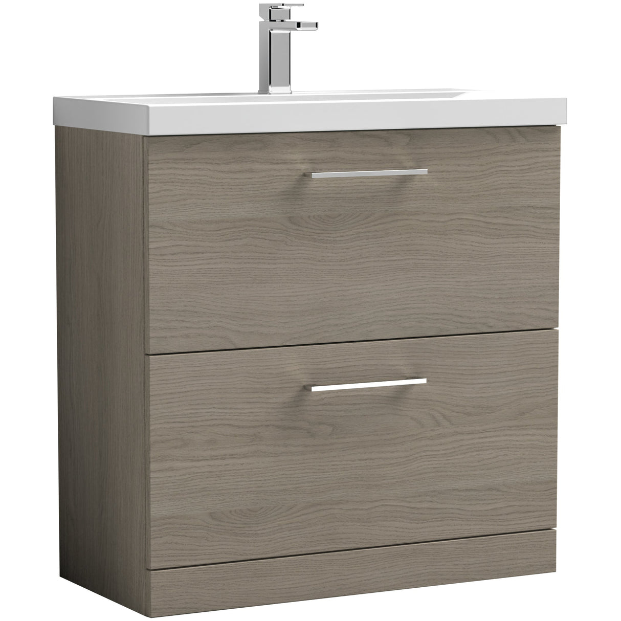 Nuie Arno 800mm Floor Standing 2 Drawer Vanity Unit & Basin Solace Oak ARN2535D