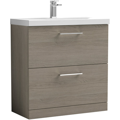 Nuie Arno 800mm Floor Standing 2 Drawer Vanity Unit & Basin Solace Oak ARN2535D