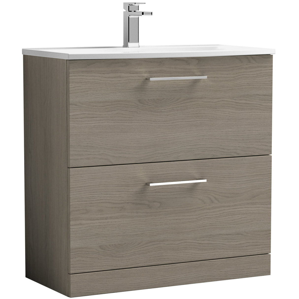 Nuie Arno 800mm Floor Standing 2 Drawer Vanity Unit & Basin Solace Oak ARN2535G