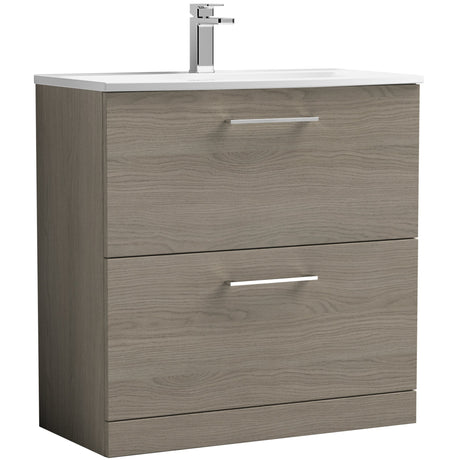 Nuie Arno 800mm Floor Standing 2 Drawer Vanity Unit & Basin Solace Oak ARN2535G