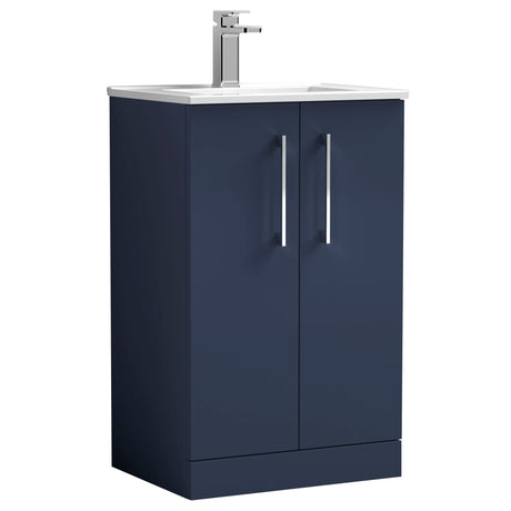 Nuie Arno 500mm Floor Standing 2 Door Vanity Unit & Basin Midnight Blue ARN2901B