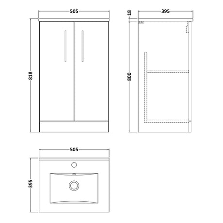 Nuie Arno 500mm Floor Standing 2 Door Vanity Unit & Basin Midnight Blue ARN2901B LD
