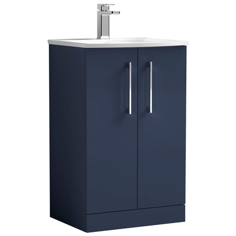 Nuie Arno 500mm Floor Standing 2 Door Vanity Unit & Basin Midnight Blue ARN2901G