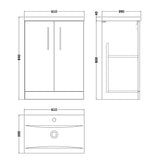 Nuie Arno 600mm Floor Standing 2 Door Vanity Unit & Basin Midnight Blue ARN2903A LD