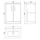 Nuie Arno 600mm Floor Standing 2 Door Vanity Unit & Basin Midnight Blue ARN2903B LD