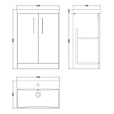 Nuie Arno 600mm Floor Standing 2 Door Vanity Unit & Basin Midnight Blue ARN2903D LD