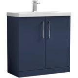 Nuie Arno 800mm Floor Standing 2 Door Vanity Unit & Basin Midnight Blue ARN2905D