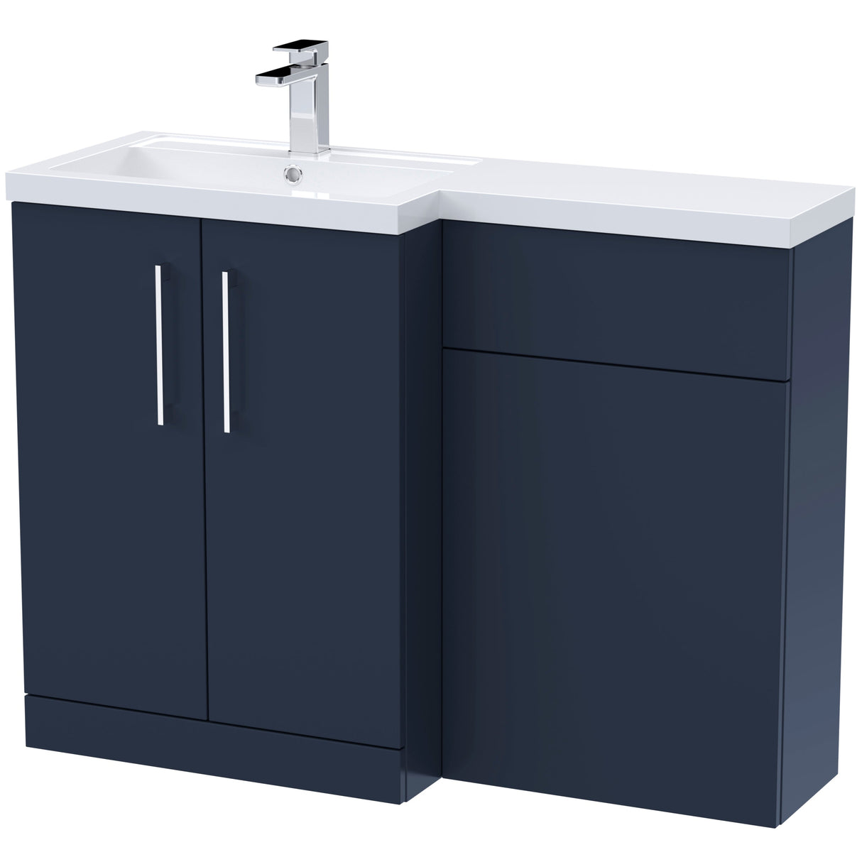 Nuie Arno Toilet & Basin Suite W1100mm - 2 Door Vanity Unit & Polymarble Basin Midnight Blue ARN2911L