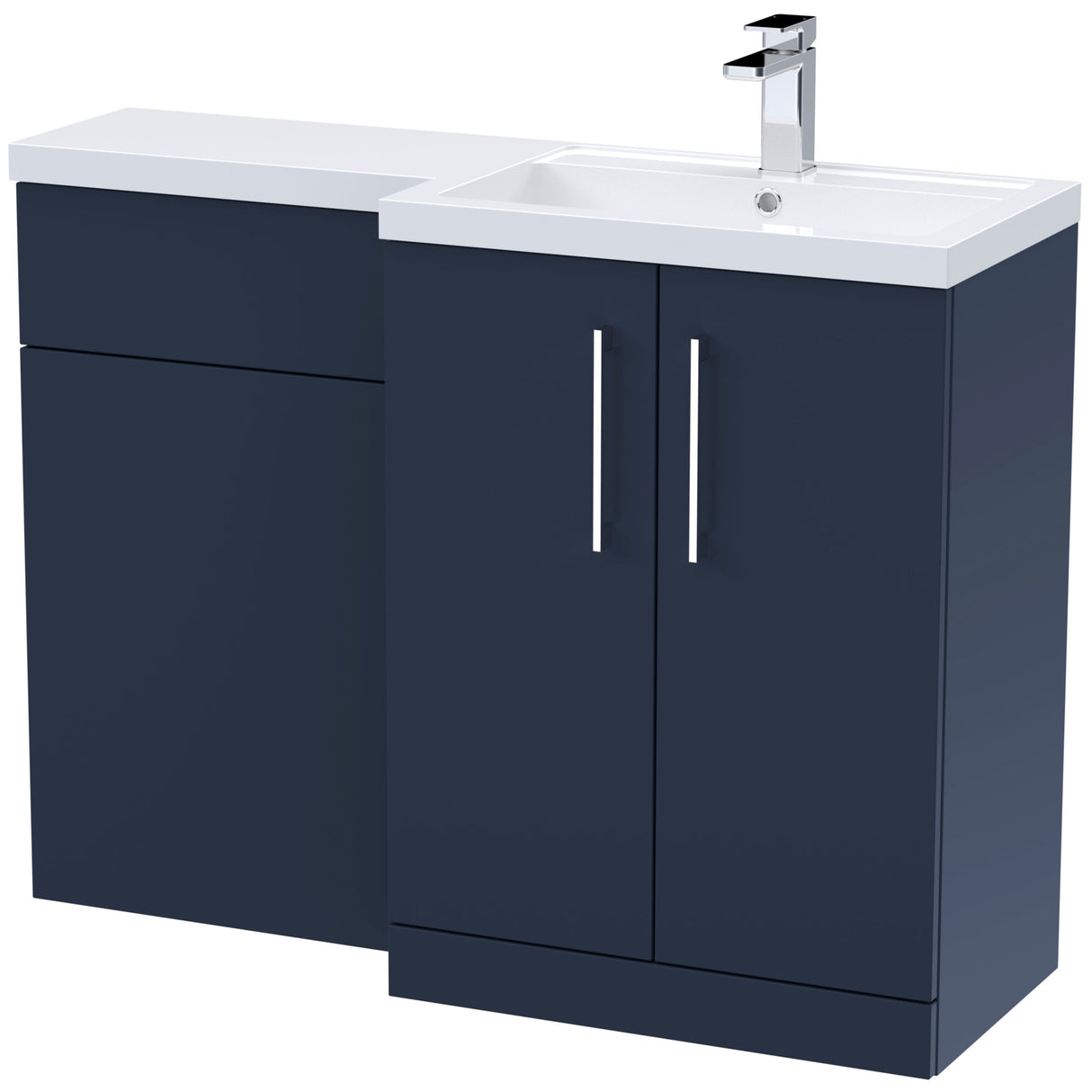 Nuie Arno Toilet & Basin Suite W1100mm - 2 Door Vanity Unit & Polymarble Basin Midnight Blue ARN2911R