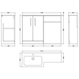 Nuie Arno Toilet & Basin Suite W1100mm - 2 Door Vanity Unit & White Stone Basin Midnight Blue ARN2912R LD