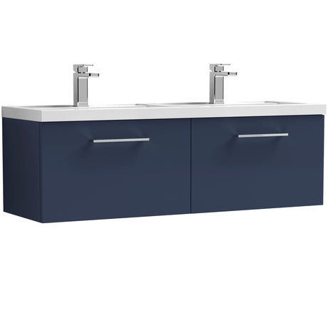 Nuie Arno 1200mm Wall Hung 2 Drawer Vanity Unit & Double Basin Midnight Blue ARN2922C