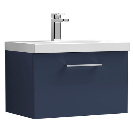 Nuie Arno 600mm Wall Hung 1 Drawer Vanity Unit & Basin Midnight Blue ARN2922D
