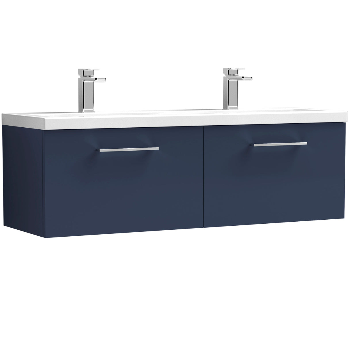 Nuie Arno 1200mm Wall Hung 2 Drawer Vanity Unit & Double Basin Midnight Blue ARN2922F