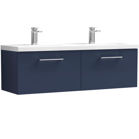Nuie Arno 1200mm Wall Hung 2 Drawer Vanity Unit & Double Basin Midnight Blue ARN2922F